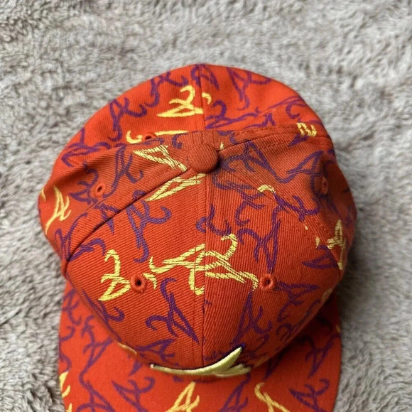 Atlanta Braves Hat New Era 59Fifty All Over Print Baseball Cap Orange 7 5/8 New - Picture 6 of 16
